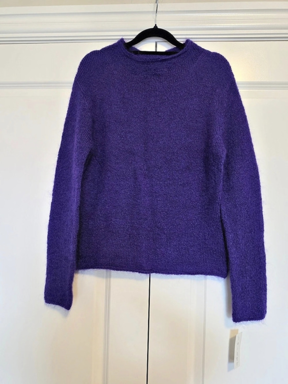NWT TWIGGY VINTAGE MOHAIR BLEND PURPLE FUZZY MOCK NECK SWEATER SIZE L